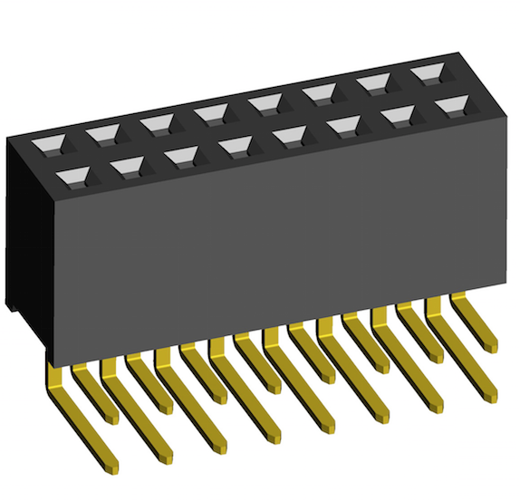 2.54mm Socket Double Rows Two Sides Contact R A Dip Type.(H=8.5)